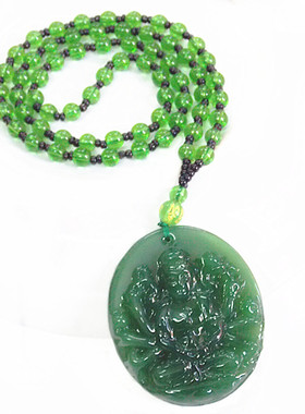 仿玉菠菜绿千手观音挂件配饰吊坠