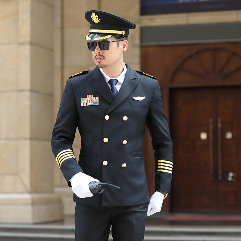 航空机长西装制服男飞行员空少套装双排扣西服外套物业礼宾保安服