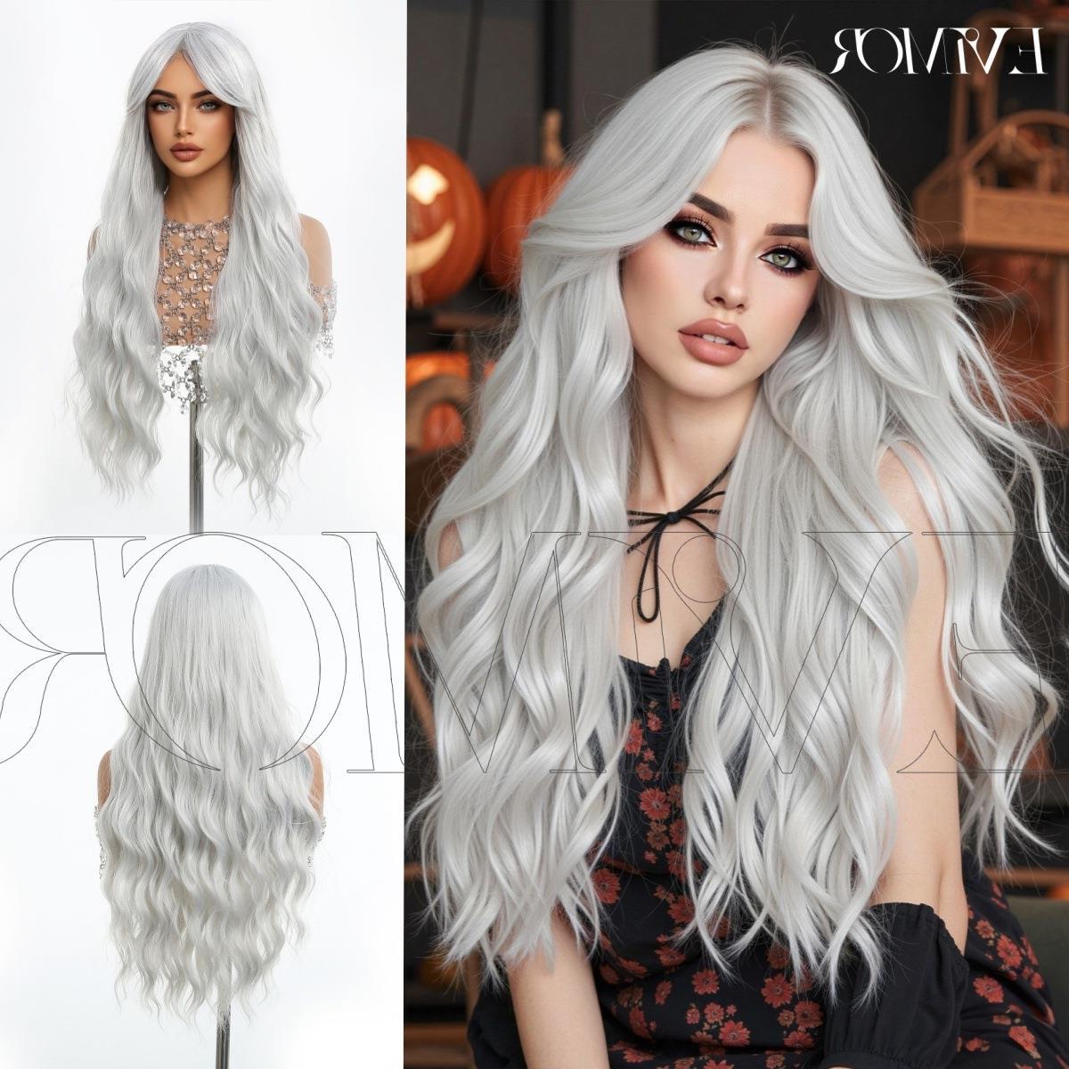 欧美cosplay假发女全头套彩色大波浪假发套万圣节派对装扮用品wig