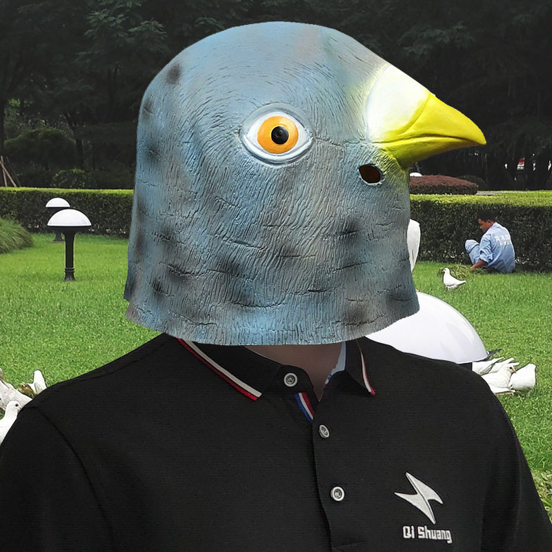 可爱鸽子动物头套面具化妆舞会搞笑乳胶头饰万圣节日派对表演道具