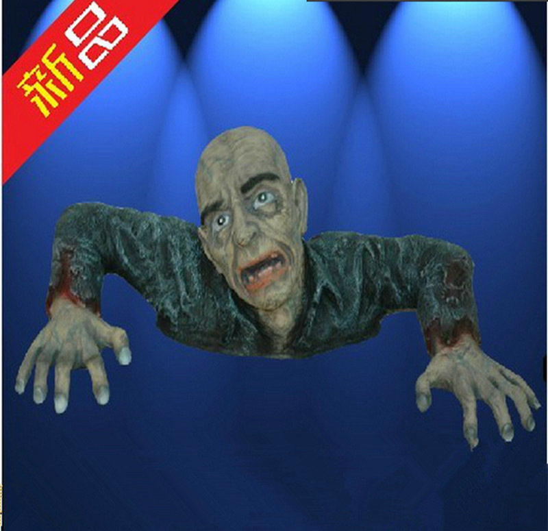 密室逃脱酒吧鬼屋装饰品 胆小爬鬼爬尸恐怖骷髅吊鬼乳胶发泡道具