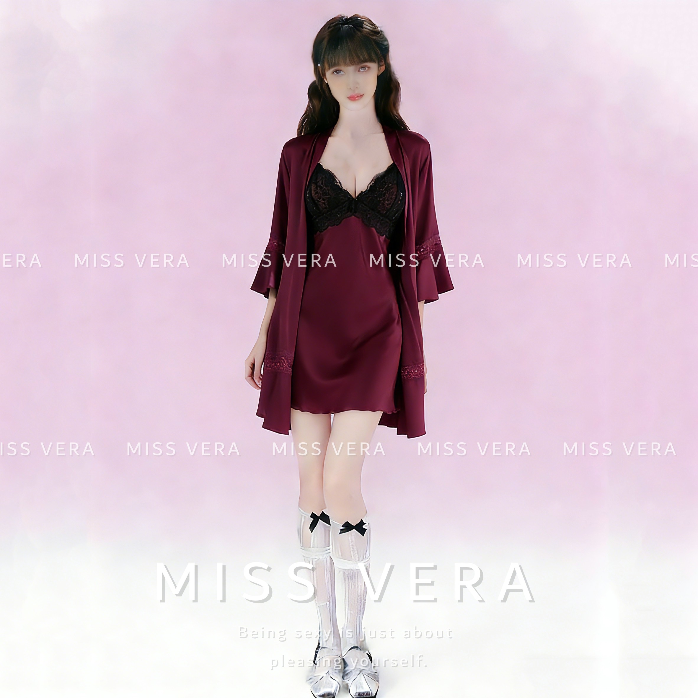 【穿到180斤性感睡衣女纯欲舒适吊带睡裙带胸垫丝滑家居服秋长款