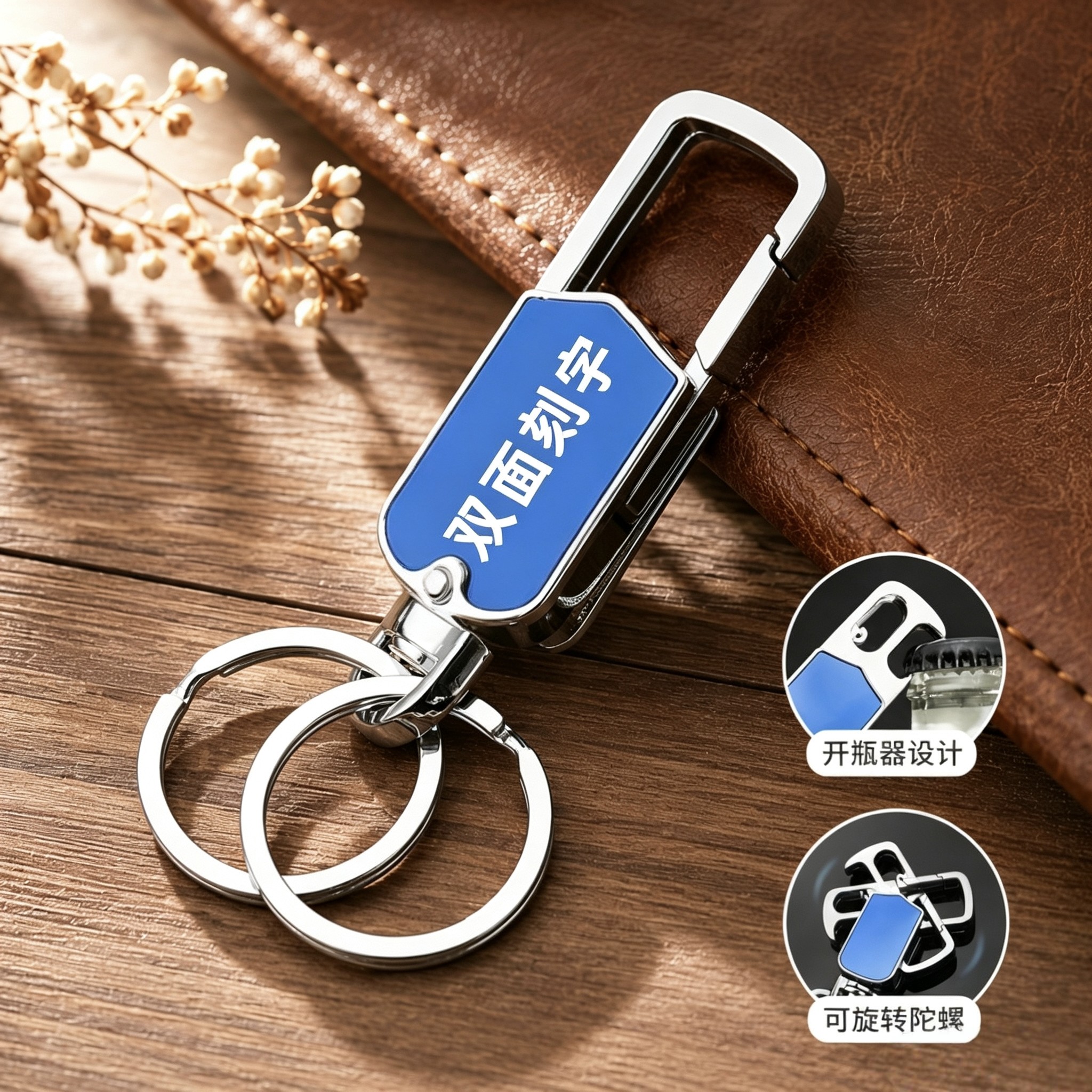 多功能指尖陀螺汽车钥匙扣创意腰挂钥匙链简约可旋转车载钥匙挂件