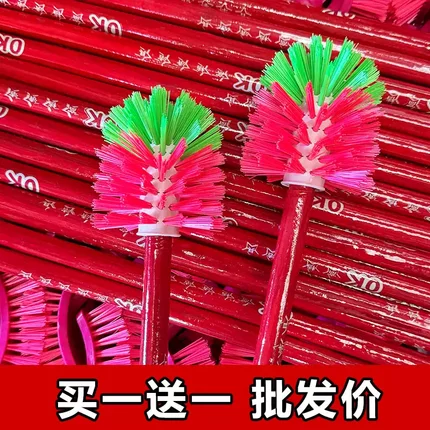 【买一送一】长柄马桶刷不锈钢清洁木柄卫生间厕所浴室厕刷清洁刷