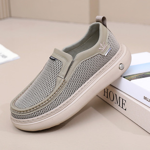 26春夏男鞋网面透气一脚蹬老北京布鞋软底轻便休闲布鞋舒适爸爸鞋