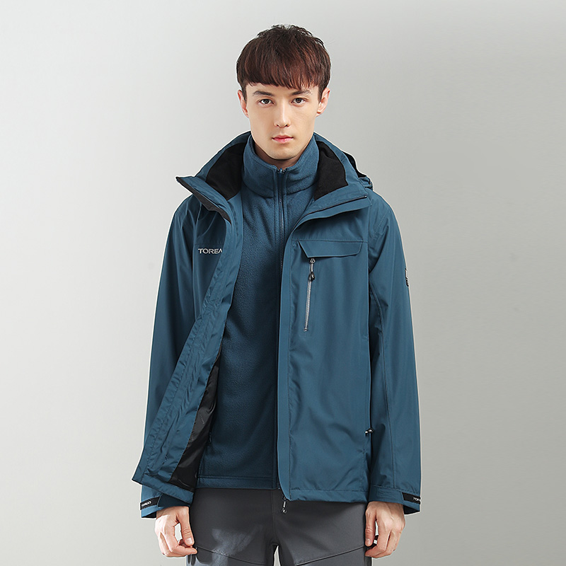 探路者冲锋衣男女秋冬防风防水三合一套绒外套TAWH91115/92116