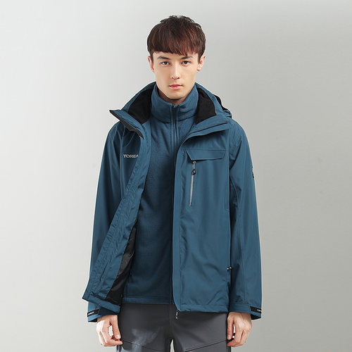 探路者冲锋衣男女秋冬防风防水三合一套绒外套TAWH91115/92116