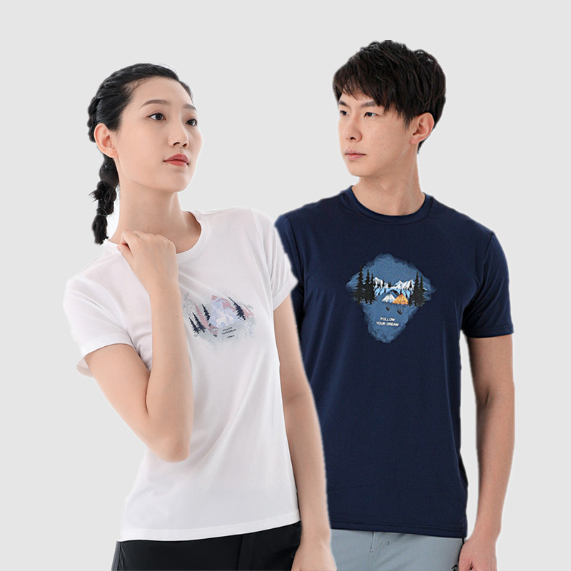 探路者T恤男/女春夏户外透气运动休闲速干短袖TAJI81340/82339