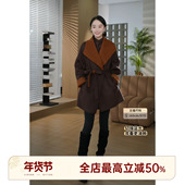 焦糖南瓜 邱莹莹 HELAAOMI 绵羊毛65%莱赛尔山羊绒撞色大衣