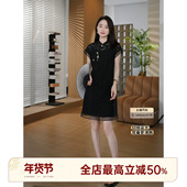 HELA AOMI 蝴蝶旗袍 邱莹莹 时尚 洋气透视蕾丝钩花轻薄连衣裙女