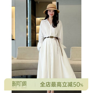 极简知性度假风系带收腰连衣裙 橱窗款 邱莹莹HELA AOMI