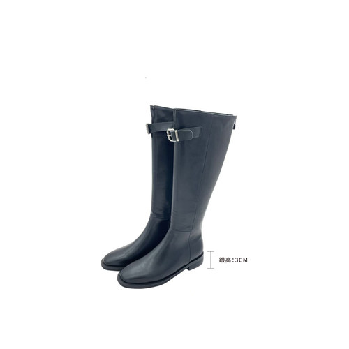 邱莹莹 “长腿骑士”皮后拉链简约大方经典瘦瘦靴