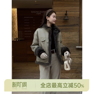 抹茶奶盖 AOMI 兔毛皮狐狸毛皮双面穿派克皮草 HELA 邱莹莹