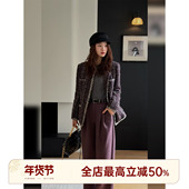 邱莹莹 90白鹅绒粗花呢香风羽绒外套 紫金小香鹅绒 HELA AOMI