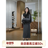 邱莹莹 绵羊毛50%复古微绒毛质感半裙 斜纹羊毛裙 HELA AOMI