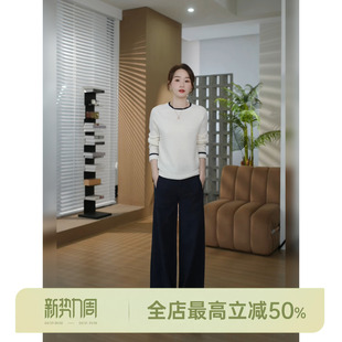 HELA 针织衫 AOMI 绵羊毛100%撞色毛边长袖 圆领全羊毛 邱莹莹