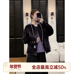 邱莹莹 HELA AOMI “黑加仑.升级版”羊毛革皮毛一体短款皮草