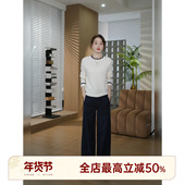 针织衫 邱莹莹 圆领全羊毛 绵羊毛100%撞色毛边长袖 HELA AOMI