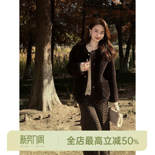 绵羊毛100%小香风气质短款 邱莹莹 焦糖暖栗 AOMI 皮草 HELA