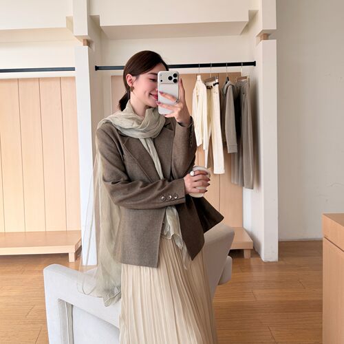 邱莹莹“原单线·羊毛花纱西装”绵羊毛沙漏收腰外套小西服上衣女