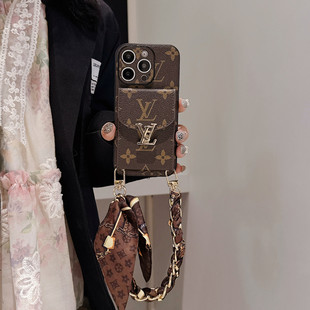 适用苹果17 oppofindx8s潮牌小米15插卡vivoX200女reno14pro外壳 16promax手机壳斜挎华为mate70荣耀300女款