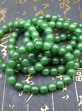 和田玉碧玉老型珠手链女9*10毫米