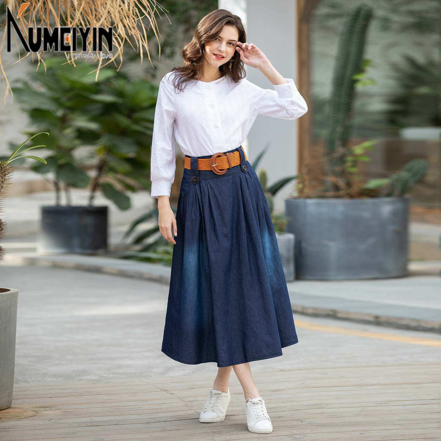 ist thin denim skirt pleated skirt fat big Denim Long Skirt|ruв категории Женская одежда, юбка - от Buy2taobao.com для оказания профессиональной услуги покупки агента Taobao