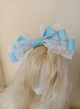 全新蓝色蕾丝蝴蝶结KC甜美风格缎带