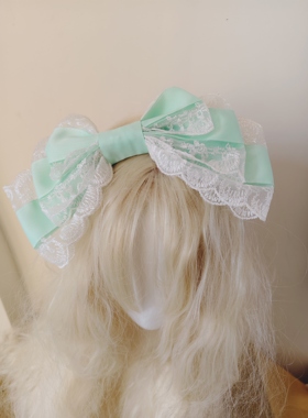 全新薄荷绿蕾丝蝴蝶结KC甜美风格缎带发箍