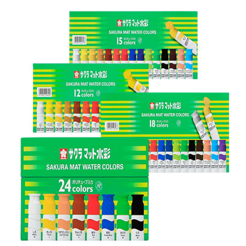 日本SAKURA樱花半透明水彩颜料24色18色15色12色管状12ml写生设计