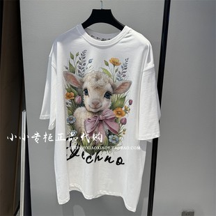 2025春夏烫钻小羊甜美T恤连衣裙T75B306060A 轻奢潮牌TCH专柜正品