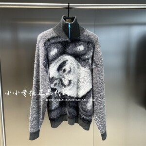 INXX专柜正品 2023冬款男女印花毛绒翻领套头针织衫 XXD4061672