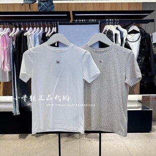 CK Jeans专柜正品 2026春夏新款女士刺绣徽标纯棉短袖T恤 47F227G