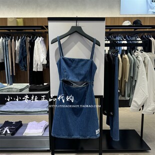 CK Jeans专柜正品 2024早秋新款女士时尚吊带牛仔连衣裙 J223665