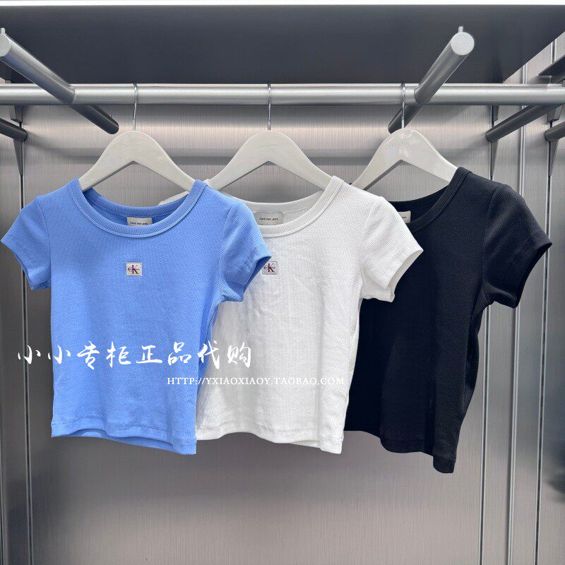 CK Jeans专柜正品 2026春夏新款女士辣妹圆领修身短袖T恤 47C200G