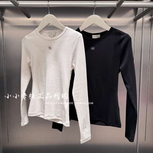 CKJeans字母绣标长袖T恤