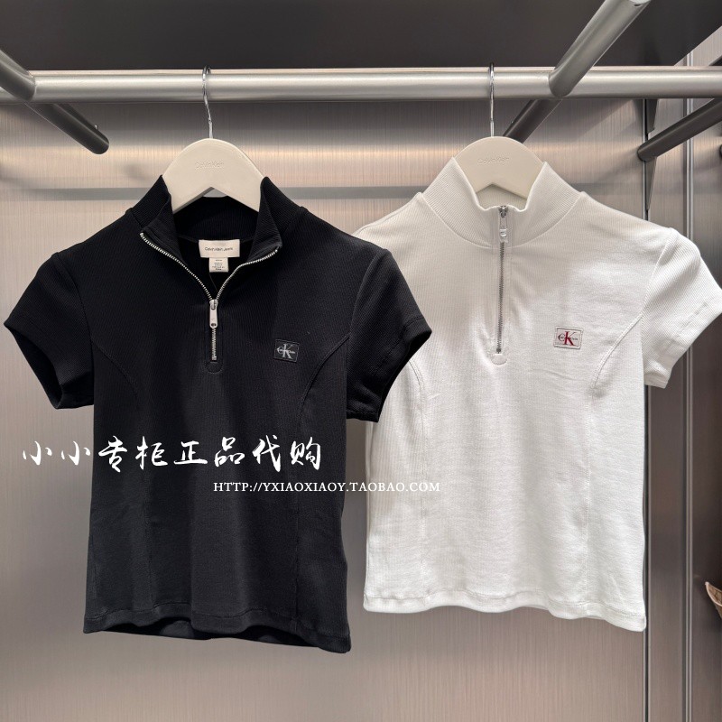 CKJeans半拉链修身短袖T恤图片