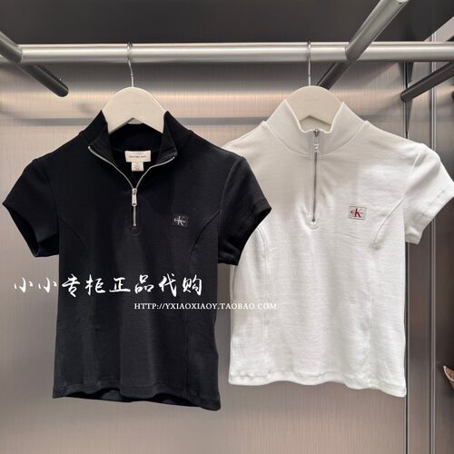 CKJeans半拉链修身短袖T恤
