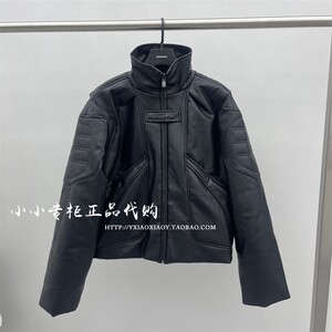 INXX专柜正品 2023冬款TOFOURTH男女拼接皮质棉衣棉服 TFD416B372