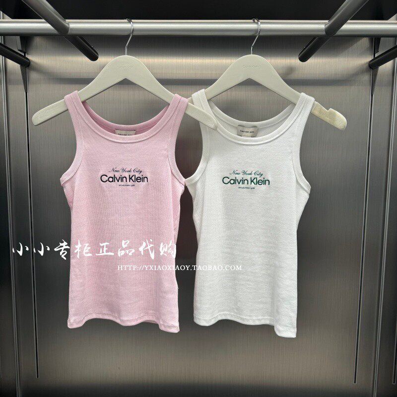 CK Jeans专柜正品 2026春夏新款女士字母刺绣经典无袖背心47F816G
