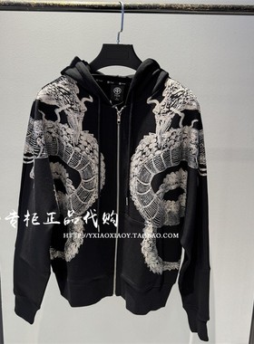 TCH轻奢潮牌专柜正品 2024秋冬男女烫钻连帽开衫卫衣 T72C176002