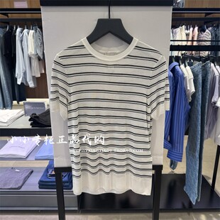 CK Jeans专柜正品 2025早秋新款女士时尚条纹短袖针织衫 44C344G