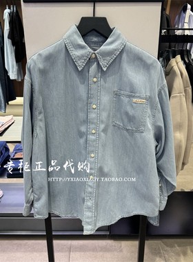 CK Jeans专柜正品 2025春夏新款女士经典布标复古牛仔衬衫J225010