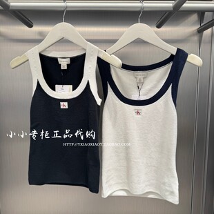 CK Jeans专柜正品 2026春夏款女士纯棉撞色U领背心针织衫 47G307G