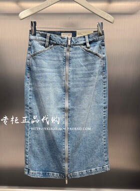 CK Jeans专柜正品 2025秋冬新款女士通勤拉链牛仔半身裙 47E710G