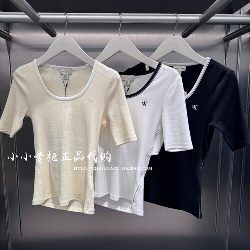 CKJeans撞色镂空短袖T恤