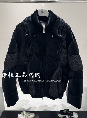 INXX专柜正品 2024冬款TOFOURTH拼接宽松可拆卸帽棉服 TFE4160168