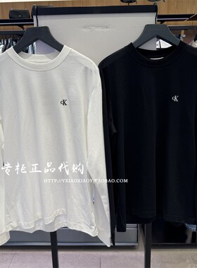 CK Jeans专柜正品 2025秋款男士休闲通勤刺绣纯棉长袖T恤 4RD247G