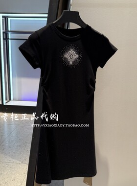 轻奢潮牌TCH私服正品 2025夏款满天星烫钻收腰连衣裙 T75A30E1018