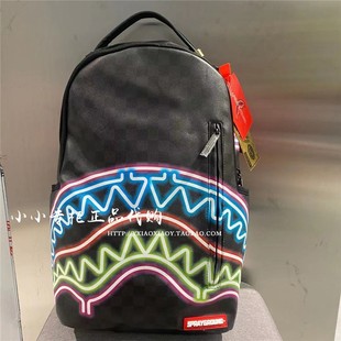 W0735752 SprayGround鲨鱼专柜正品 霓虹涂鸦大容量双肩背包书包